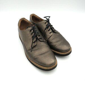 Clarks Shoes Womens Size 10 Glick Darby Derby Metallic Leather Lace Up Oxford
